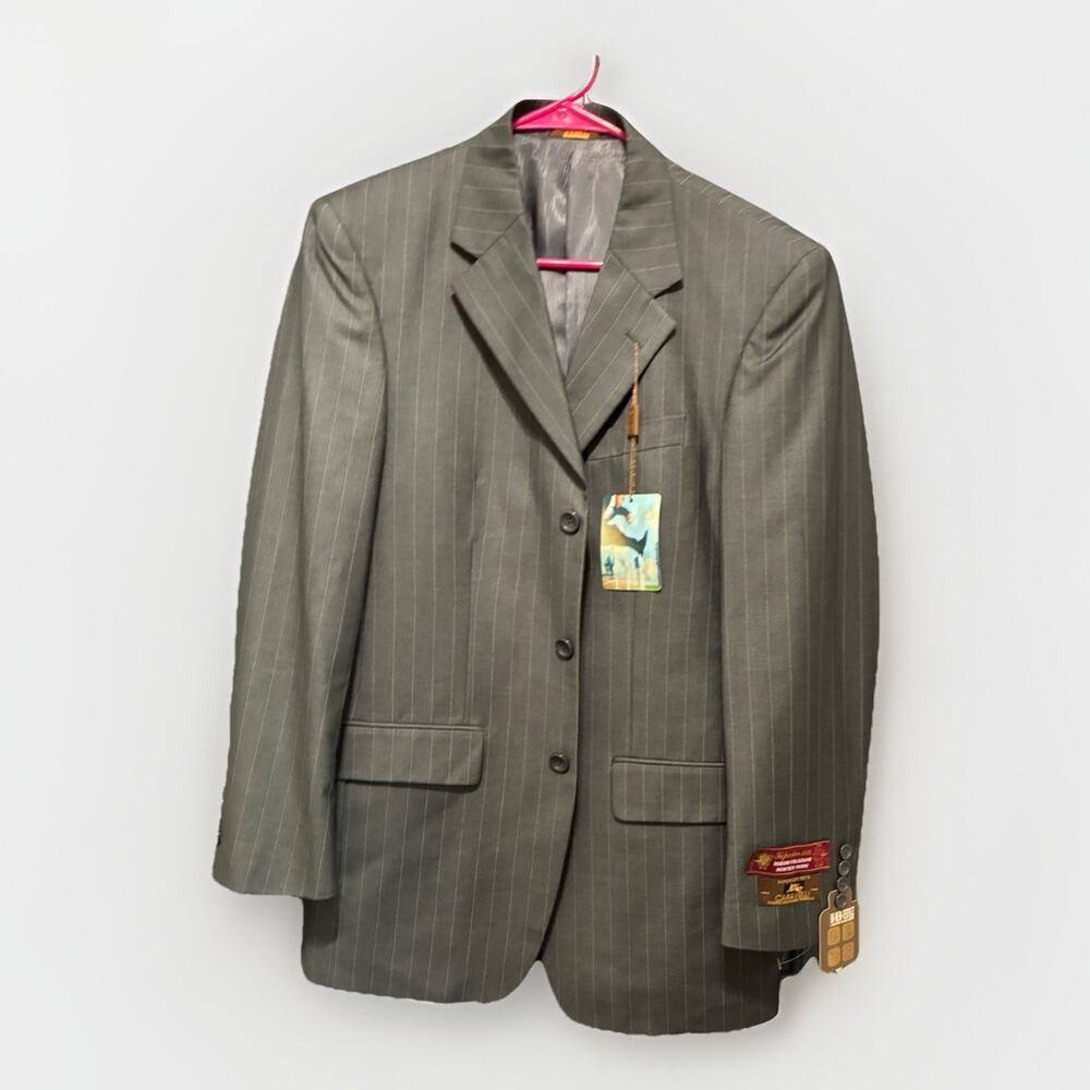 Caravelli 36R Superior 150s Button Gray Striped Blazer Sport Coat Jacket NWT